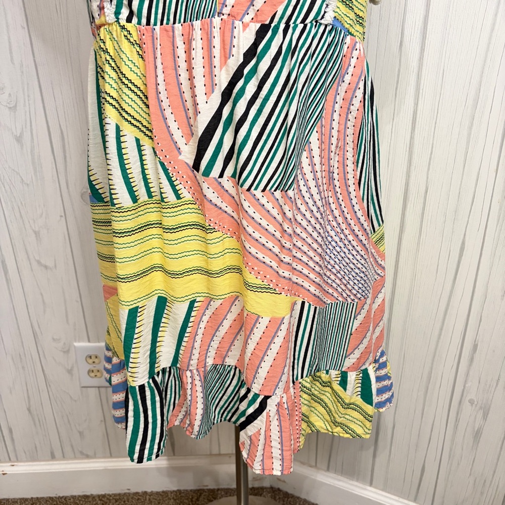 Thml Pastel Patchwork Print V-Neck Mini Shift Dre… - image 4